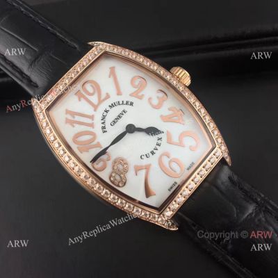 Copy Franck Muller Geneve Curvex Rose Gold Watch Diamond Bezel 38mm